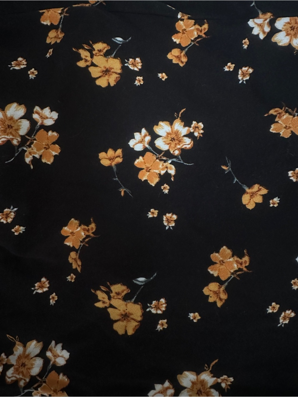 Torrid Black Floral Pants with Mustard Yellow Blossoms